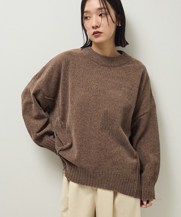 Green Parks リラックスモールニットチュニック Brown