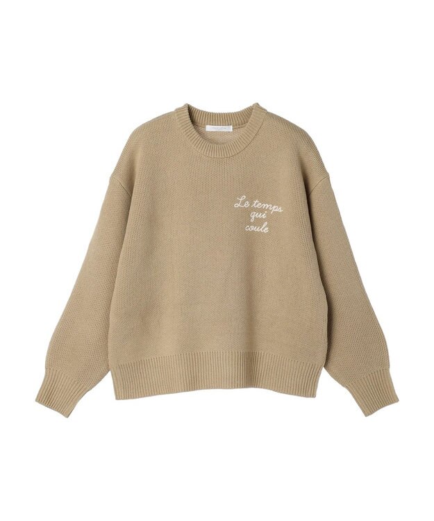 Green Parks 刺繍ロゴニットプルオーバー Beige