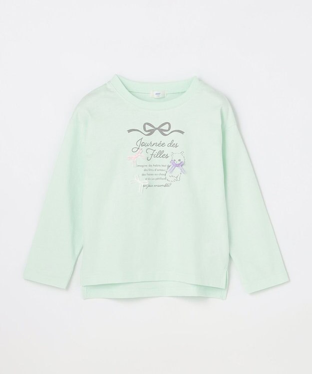 ANY KIDS 【綿100%】ロゴプリント 長袖Tシャツ ミント