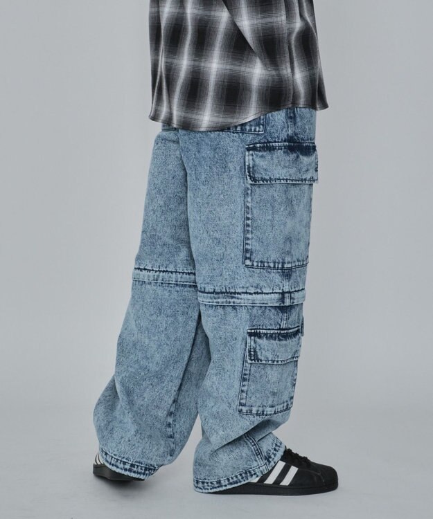 WEGO 2WAYマルチデニムカーゴパンツ デニム淡加工色