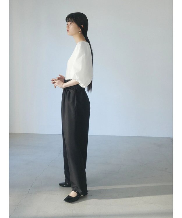 Green Parks armonia．袖布帛ニットプルオーバー Ivory