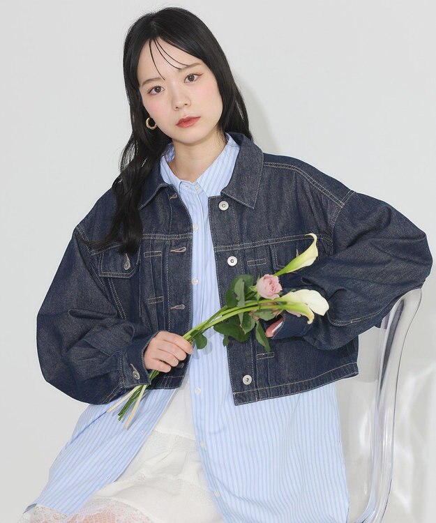 earth music&ecology ショートデニムジャケット Indigo