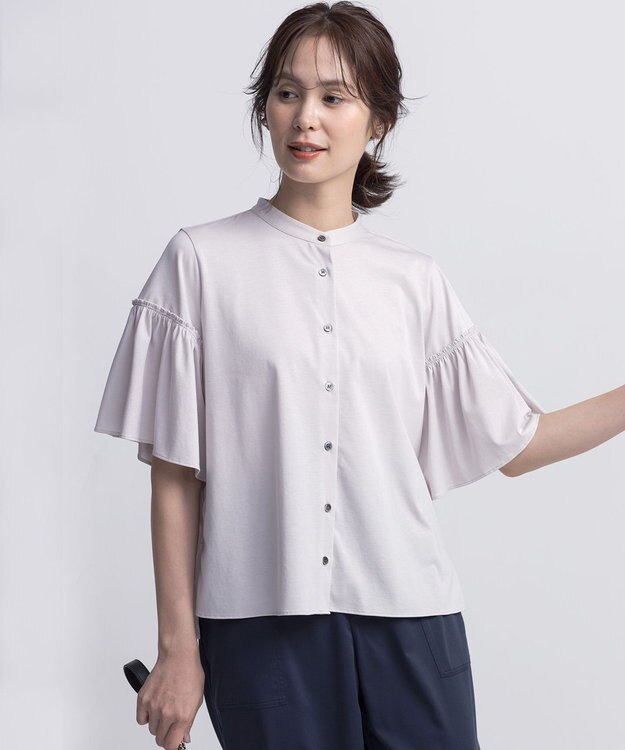 組曲 ギャザースリーブクリア カットソー グレージュ系