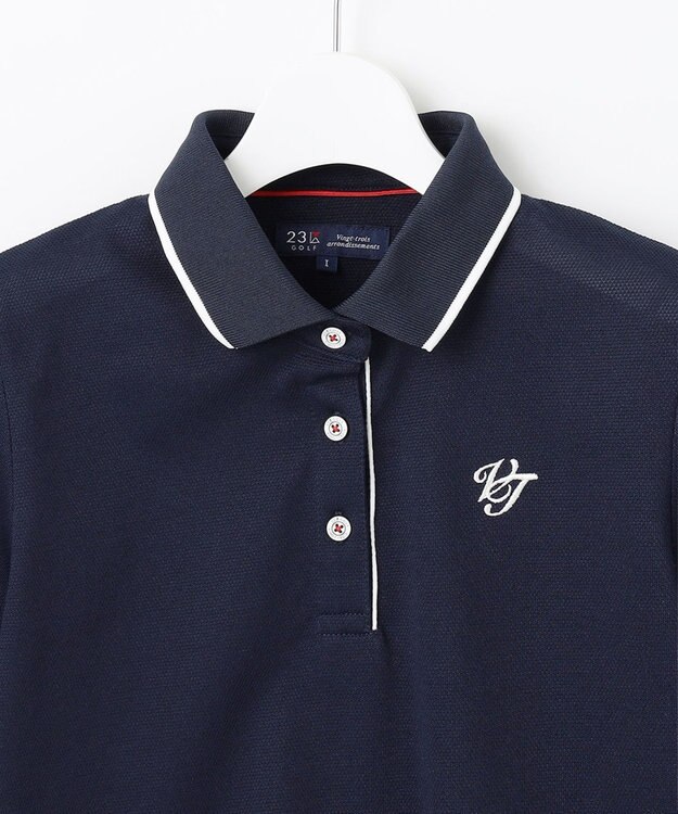 23区GOLF 【WOMEN】ピラミッドカノコ 半袖ポロシャツ ネイビー系