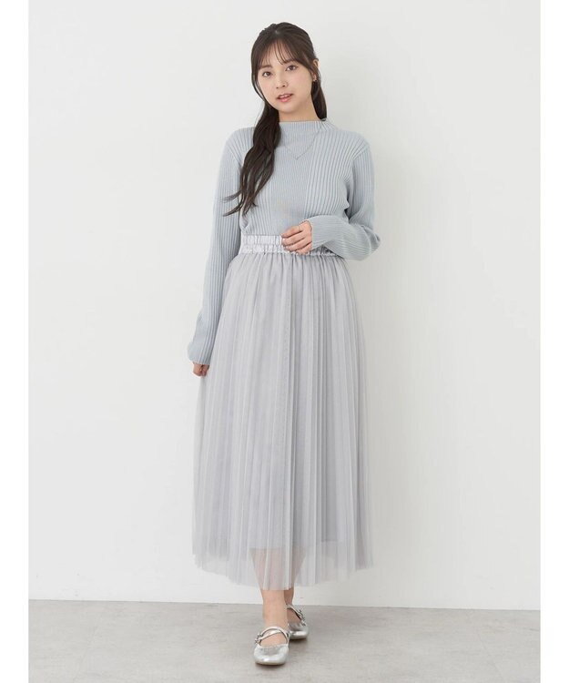 earth music&ecology 切り替えリブニットプルオーバー Sax