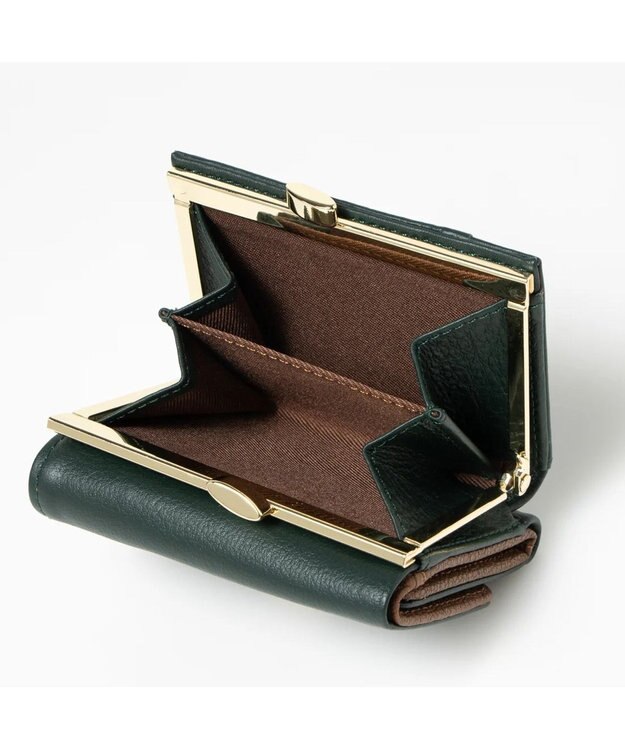 UNBILLION perche カラーコンビ3つ折り外ガマウォレット グリーン