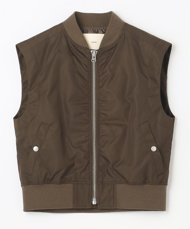 NAVE 【Nave　洗える】リサイクルツイル ノースリーブブルゾン ダークブラウン系
