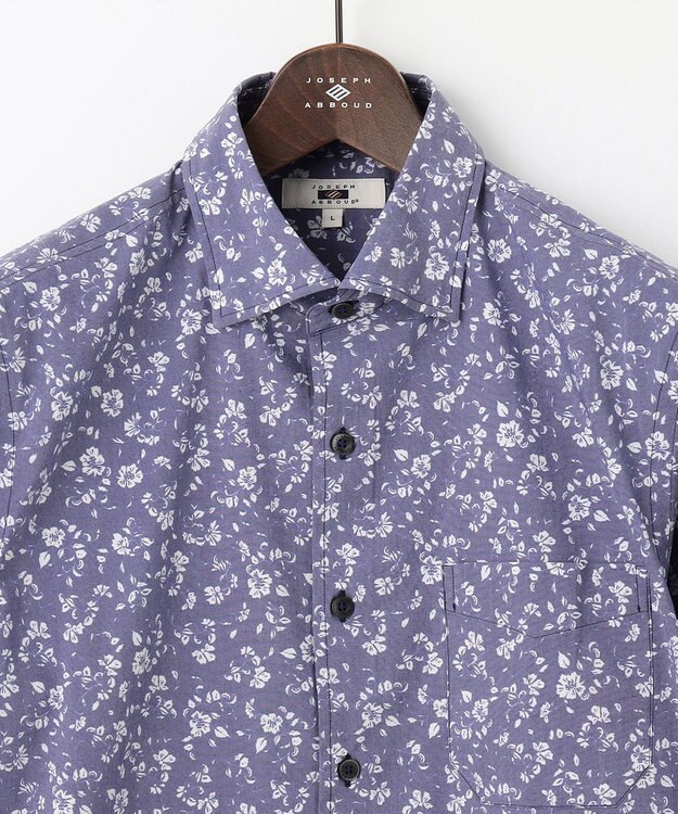 JOSEPH ABBOUD 【洗える】フラワーモチーフストレッチ シャツ ネイビー系5