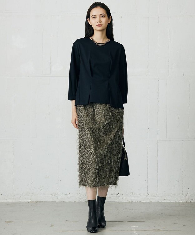 自由区 S クリアコットンポンチタックジャージ カットソー ネイビー