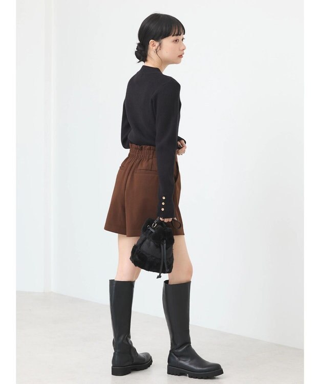 earth music&ecology フロントジップショートパンツ Chocolat