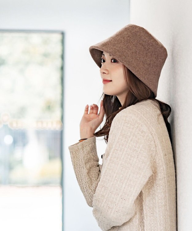 MOONBAT 【洗える】ウールバケットハット サイズ調整可 UVカット 畳める 大きめ モカブラウン