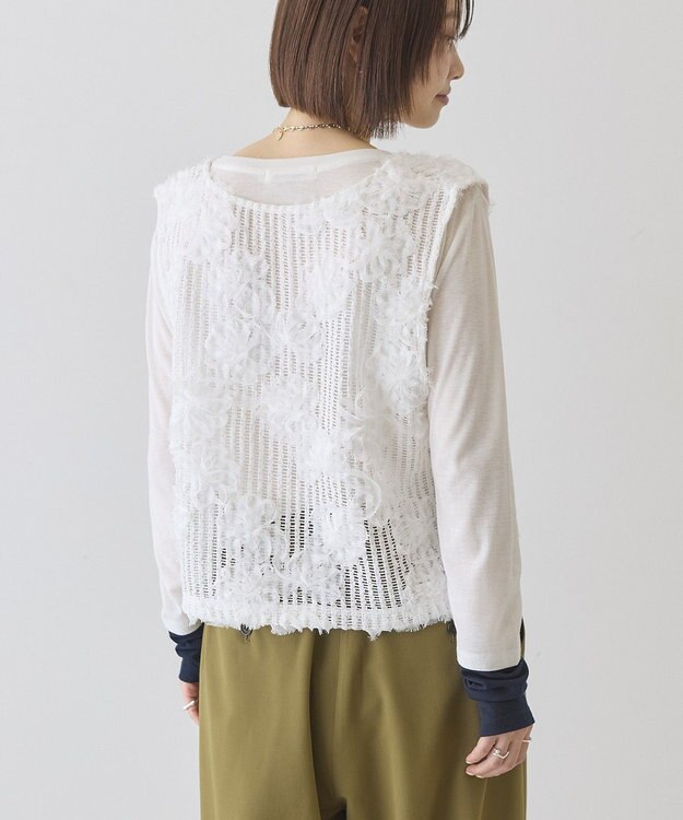 AMERICAN HOLIC 【選べる丈】Ｖネックレースベスト Off White