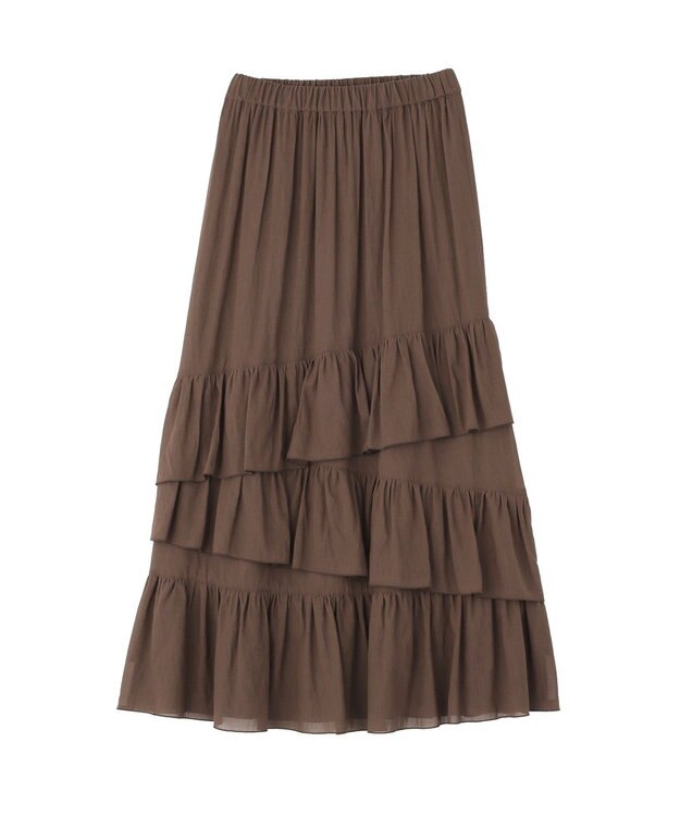 YECCA VECCA アシメラッフルスカート Brown