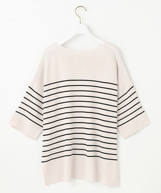 ANY SIS 【接触冷感・UVカット・洗える】ビューティクールボートネック プルオーバー ライトベージュ×ブラック