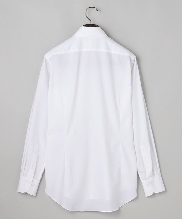 GOTAIRIKU 【形態安定】PREMIUMPLEATS_セミワイドカラー _織柄_通年ドレスシャツ(25年モデル) ホワイト系(折柄/ヘリンボーン)