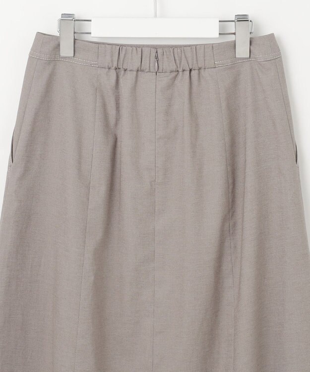 J.PRESS LADIES S 【洗える】麻ポリエステルストレッチ スカート モカシャンブレー系