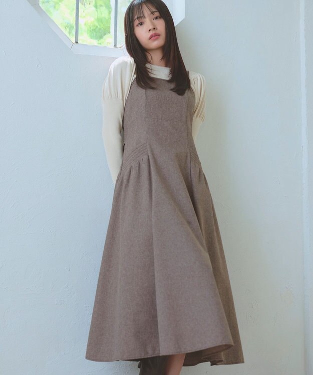 Feroux バッグリボン ジャンパースカート ダークブラウン系