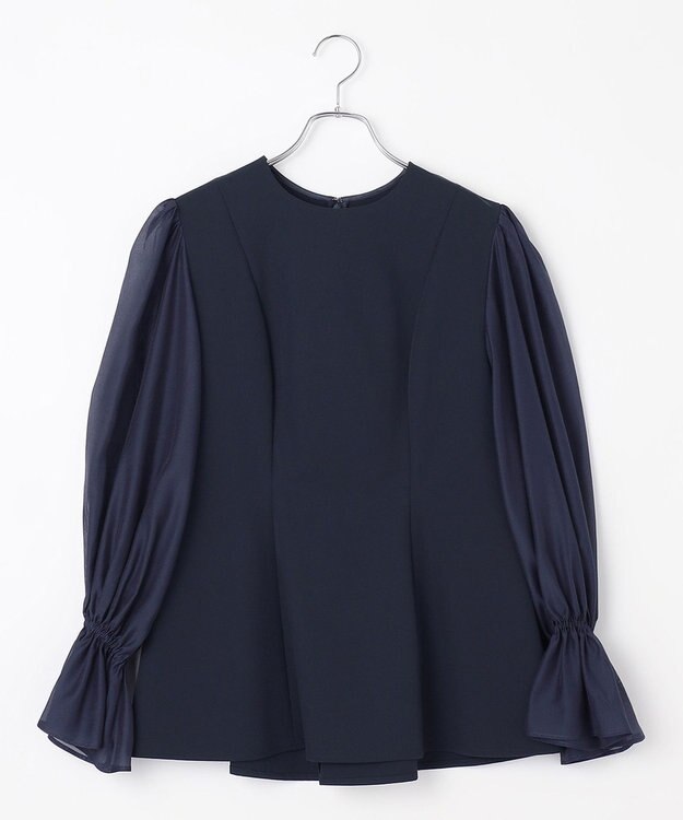 #Newans シアースリーブブラウス ネイビー