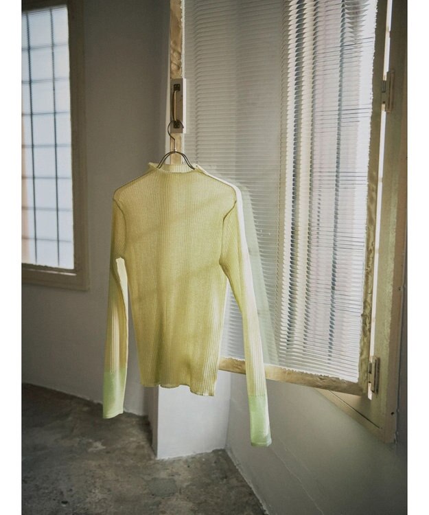 Green Parks AnriettMusee ラメ切替スリーブリブシアーニット Lime Green