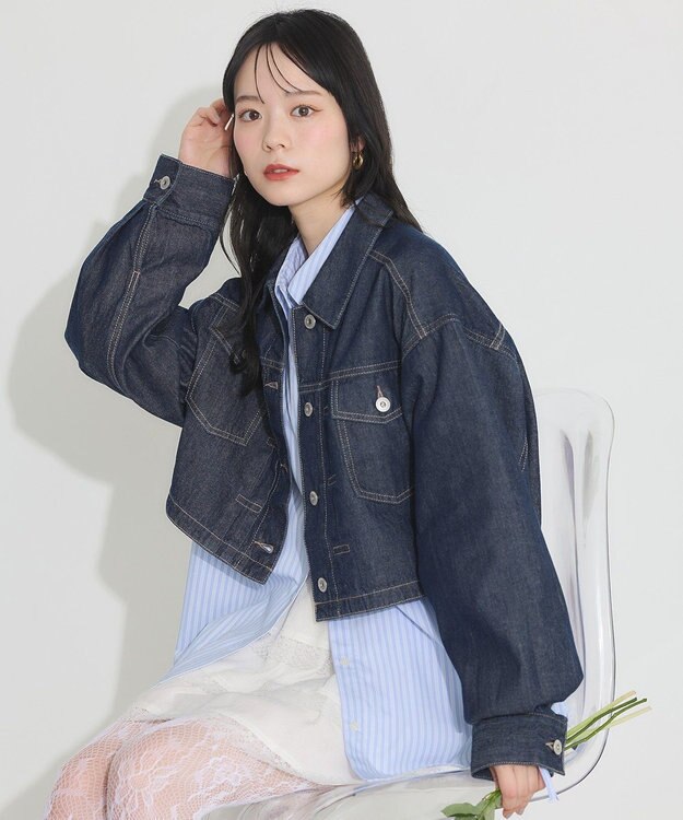 earth music&ecology ショートデニムジャケット Indigo