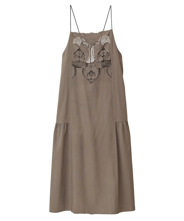 Green Parks ■ＥＳＣＡＲ　フロントレースキャミワンピース Gray Beige