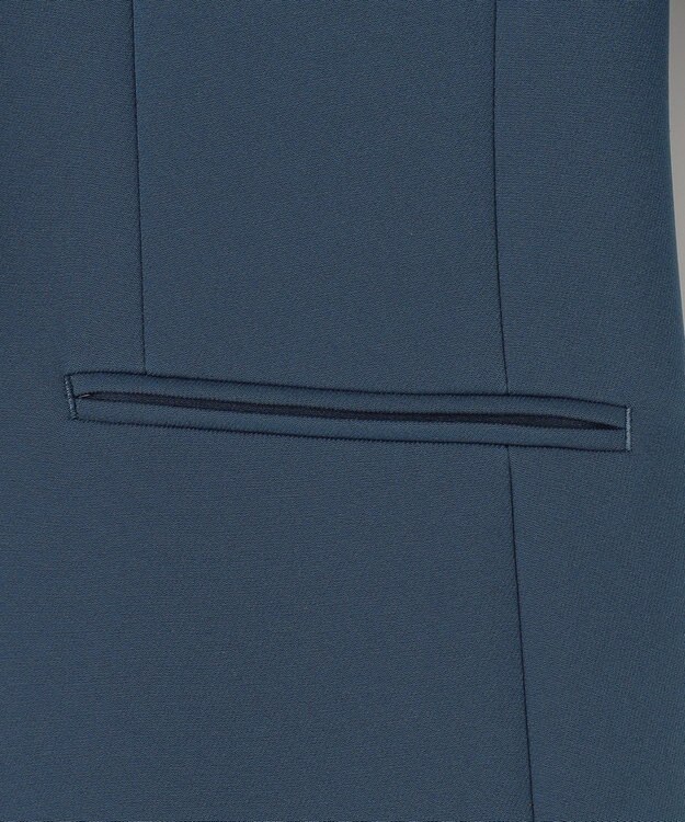 ICB 【洗える】トリプルクロスツイル ノーカラージャケット サルートブルー系