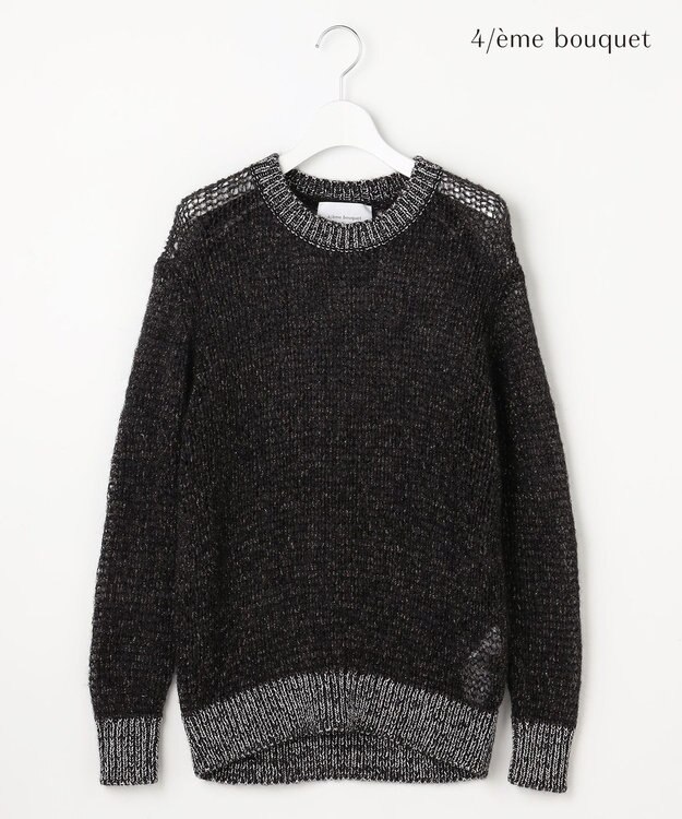 自由区 【カトリエムブーケ】Mohair lumineuxラメプルオーバ ーニット ブラック×ゴールドラメ