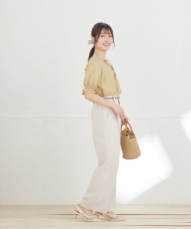 Tiaclasse シアーシャーリング2WAYブラウス ライム