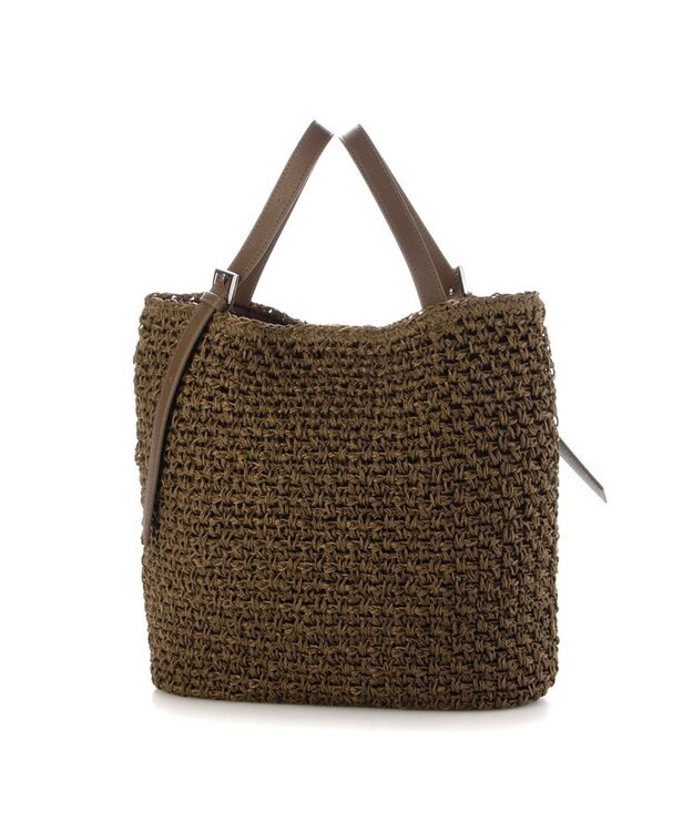 UNBILLION カシュカシュ cachecache / ベルトハンドル地柄編みトート カゴバッグ ブラウン