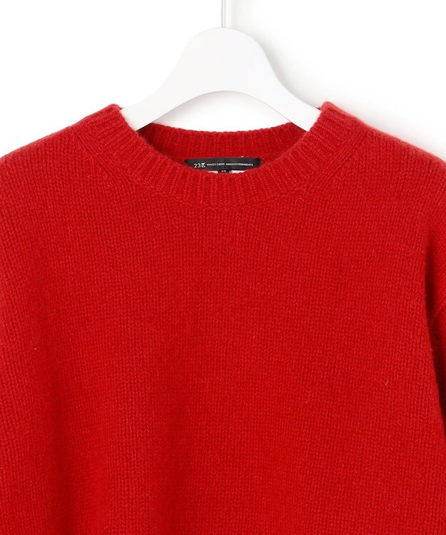 23区 L 【滝沢眞規子さん着用/洗える】レーシーヘムデザイン パフスリーブ ニット レッド系