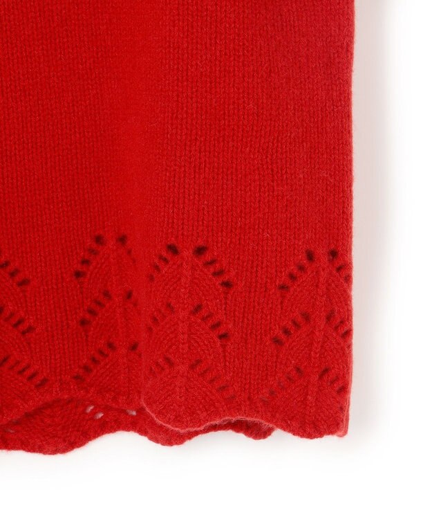 23区 L 【滝沢眞規子さん着用/洗える】レーシーヘムデザイン パフスリーブ ニット レッド系