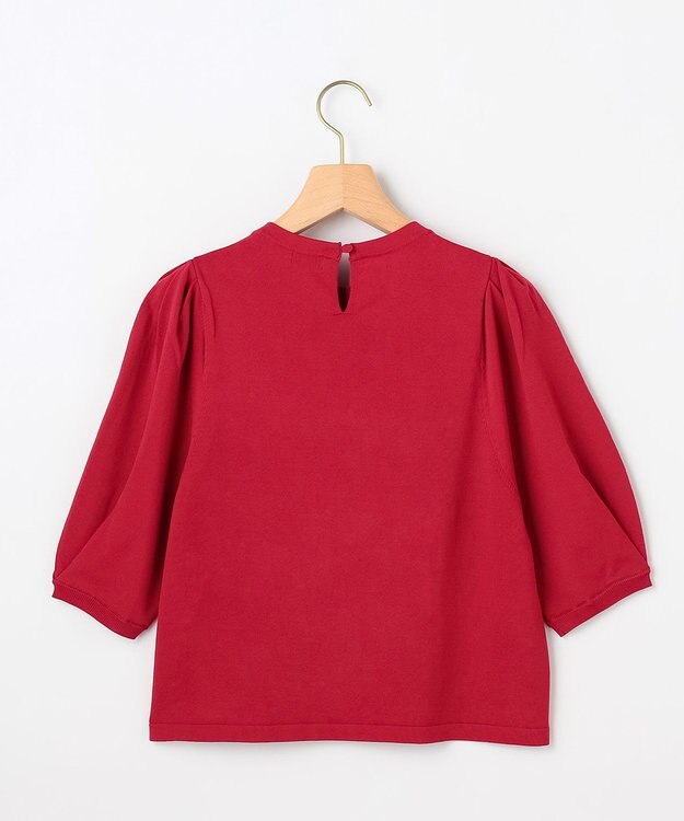 組曲 S クルミボタン5分袖ニット レッド系