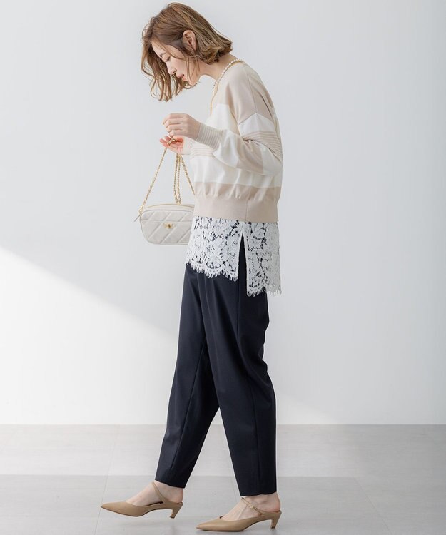 23区 【セットアップ対応/洗える】ライトクロス コクーン パンツ ネイビー系