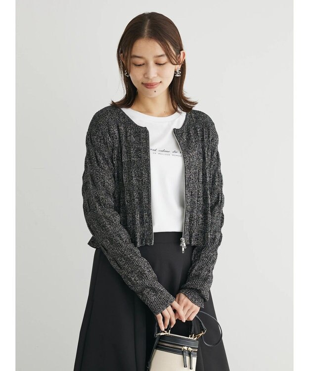 Green Parks ・ＡＮＤ　ＳＥＡＲＣＨ　ラメランダムリブカーディガン Black