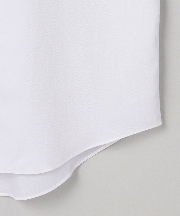 GOTAIRIKU 【形態安定】PREMIUMPLEATS_セミワイドカラー _織柄_通年ドレスシャツ(25年モデル) ホワイト系(折柄/ヘリンボーン)