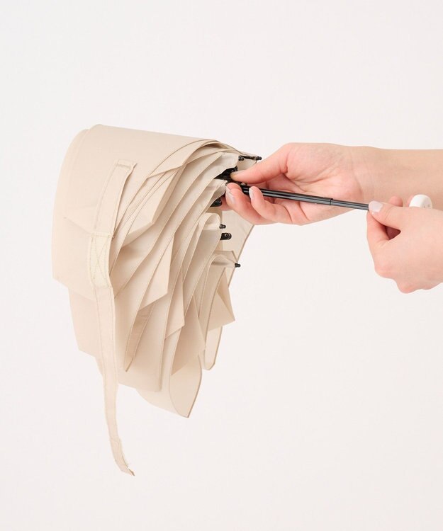 MOONBAT 【3秒でたためる傘/コンパクト】urawaza 小町(ウラワザ コマチ)  折りたたみ傘 無地 50cm ベージュ