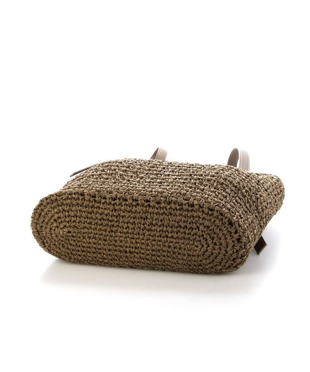 UNBILLION カシュカシュ cachecache / ベルトハンドル地柄編みトート カゴバッグ ブラウン