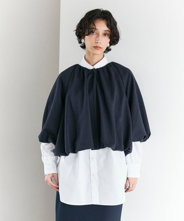 #Newans 【セレモニーにも/洗濯機可】バルーンヘムライトブルゾン​ ネイビー