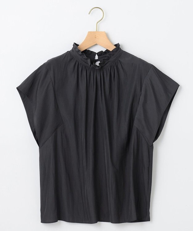 組曲 S 【前後着用可】ギャザーライトデシン ブラウス ブラック系