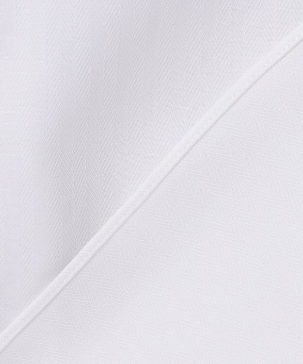 GOTAIRIKU 【形態安定】PREMIUMPLEATS_セミワイドカラー _織柄_通年ドレスシャツ(25年モデル) ホワイト系(折柄/ヘリンボーン)