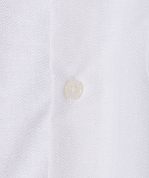 GOTAIRIKU 【形態安定】PREMIUMPLEATS_セミワイドカラー _織柄_通年ドレスシャツ(25年モデル) ホワイト系(折柄/ヘリンボーン)