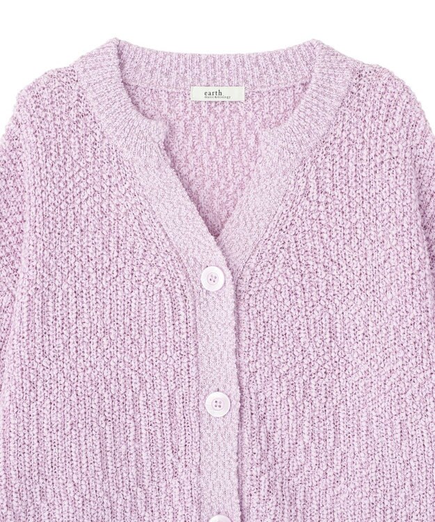 earth music&ecology 【予約】ぽんぽんスキッパーカーディガン ライラック