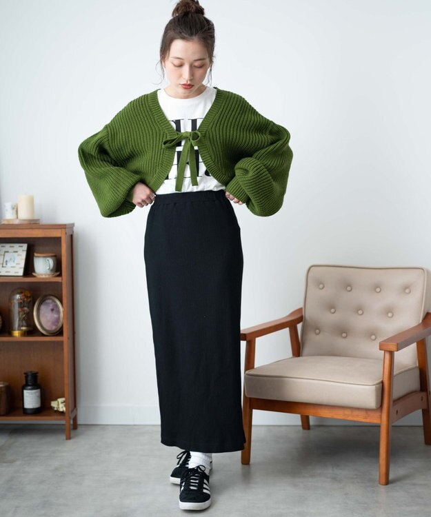 WEGO リボンニットボレロ グリーン