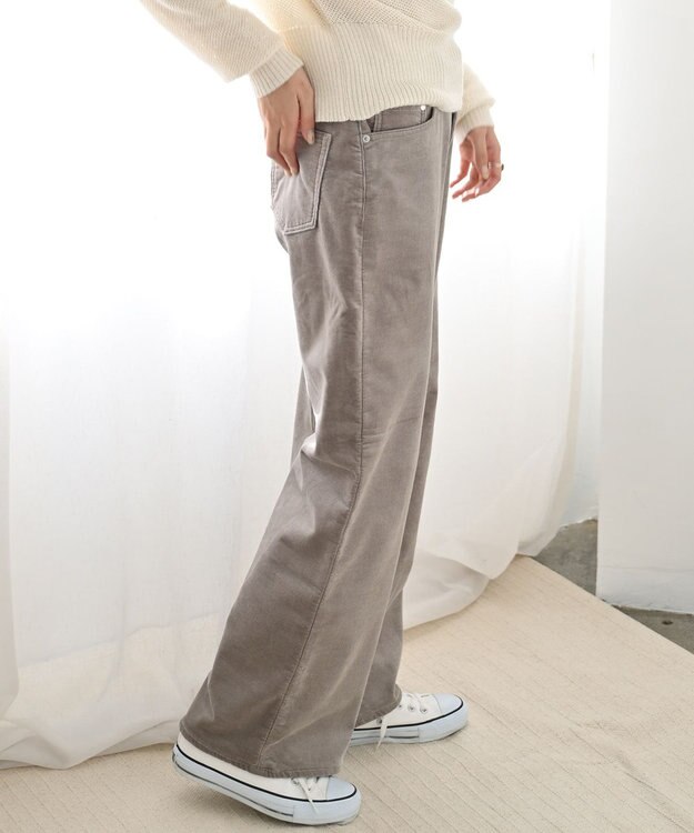 caqu ワイドフィット 裏起毛コーデュロイパンツ graige