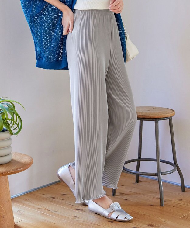 Tiaclasse 【新色追加・洗える】プリーツパンツ グレージュ