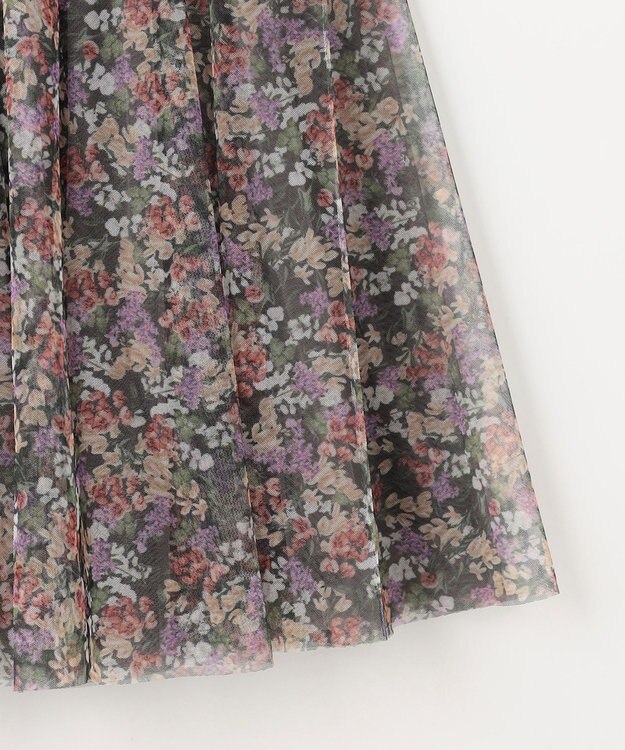 ANY KIDS 花柄 チュール フレア スカート ライトグレー系