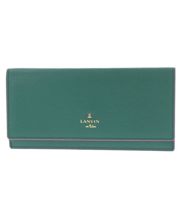 LANVIN en Bleu リム 被せ薄マチ長財布 ダークグリーン