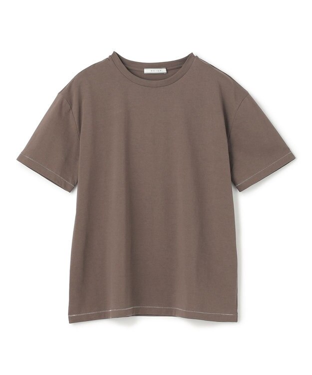 BEIGE， 【洗える】VERONICA / カラーステッチ半袖クルーネックＴシャツ Slate