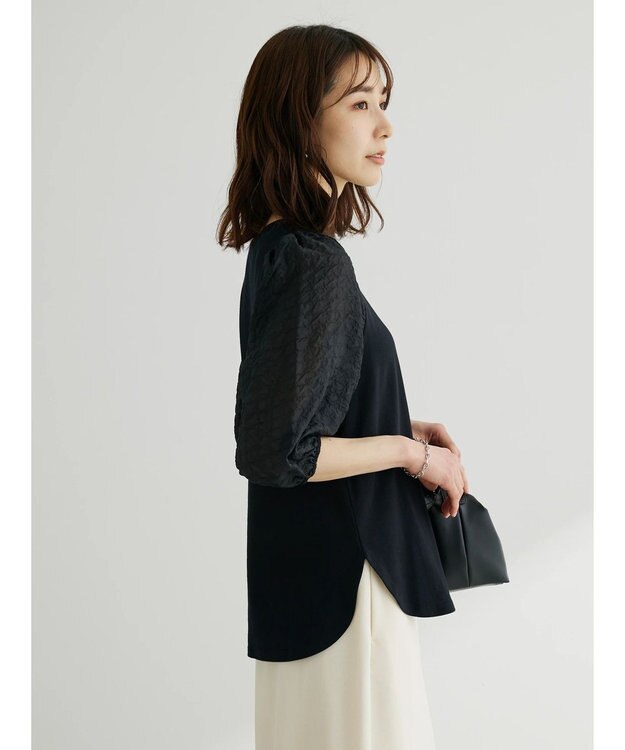 Green Parks ・ＳＵＧＡＲ　ＳＰＯＯＮ　シャーリング袖プルオーバー Black