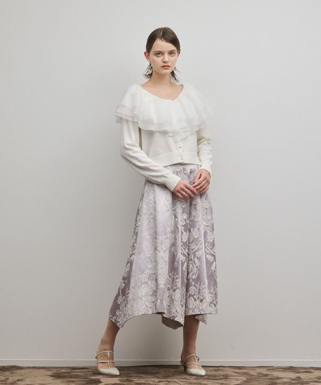 GRACE CONTINENTAL フリルニットカーディガン ホワイト